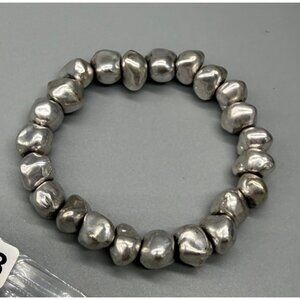 Silver Nugget Style Stretch Bracelet